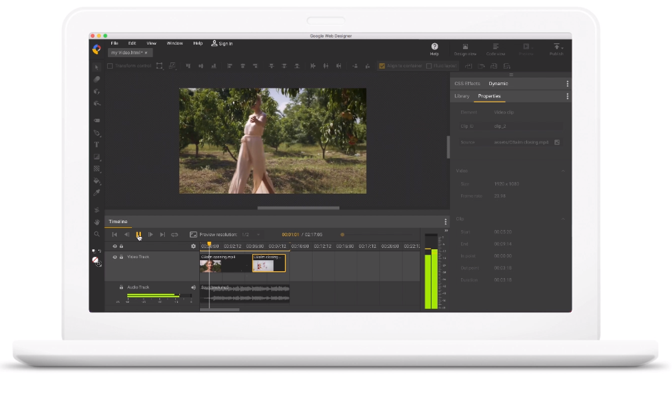 A person using Google Web Designer to create ads
