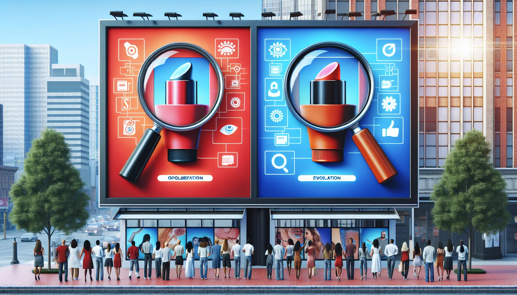 Illustration of A/B experiments for testing ad performance in Demand Gen Campaigns