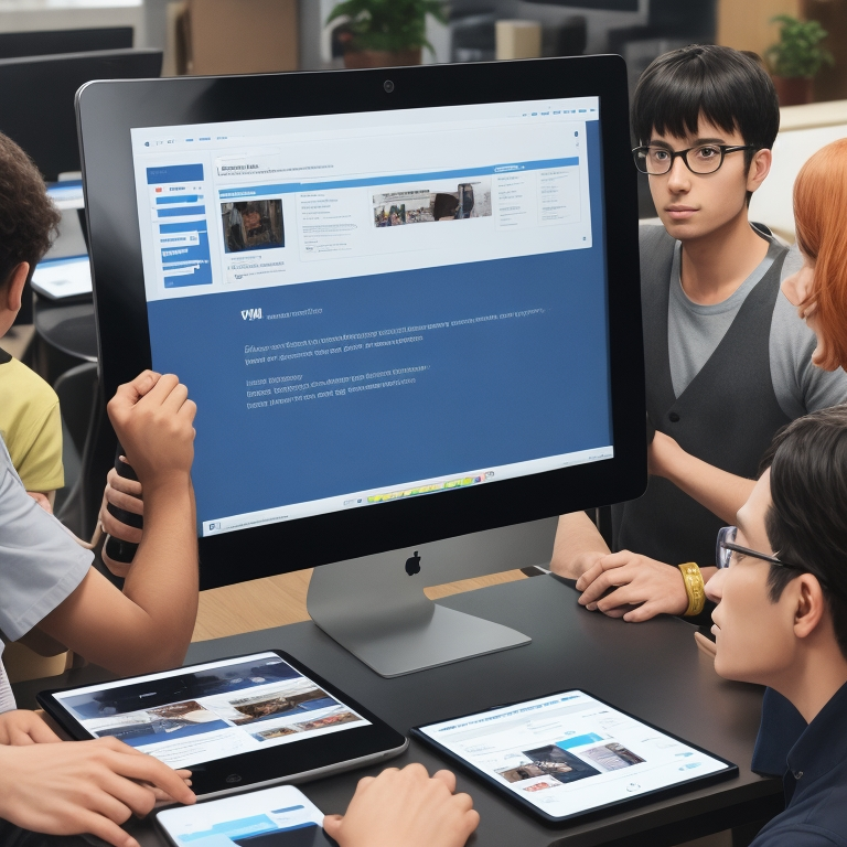 A group of people using digital products with a positive user experience