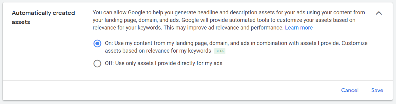 Automatically Created Assets - a screenshot of a page with asset details